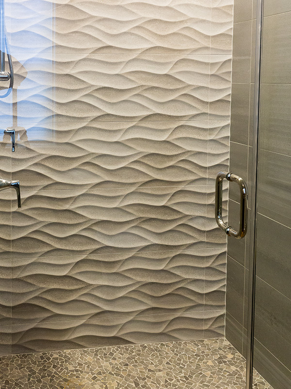 wave textured shower wall