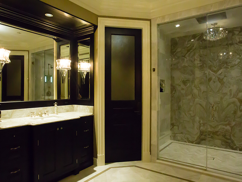 dual entry bathroom with glass shower