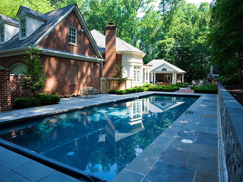 outdoor pool with stone decking